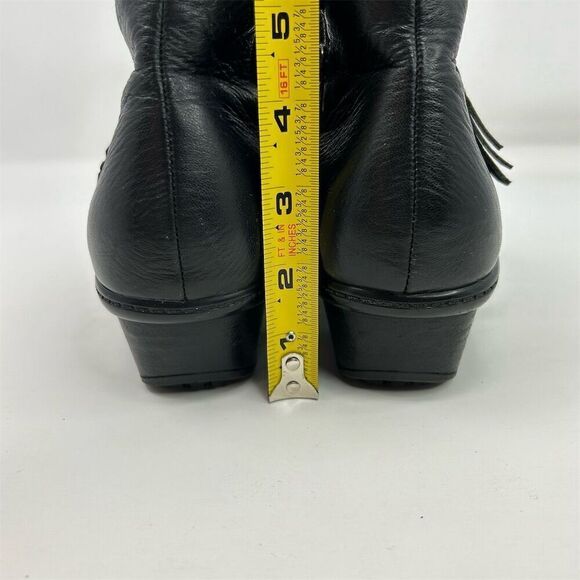 Abeo Women's Calla Black Ruched Leather Ankle Booties Size 7 Outside Zipper - Picture 9 of 15